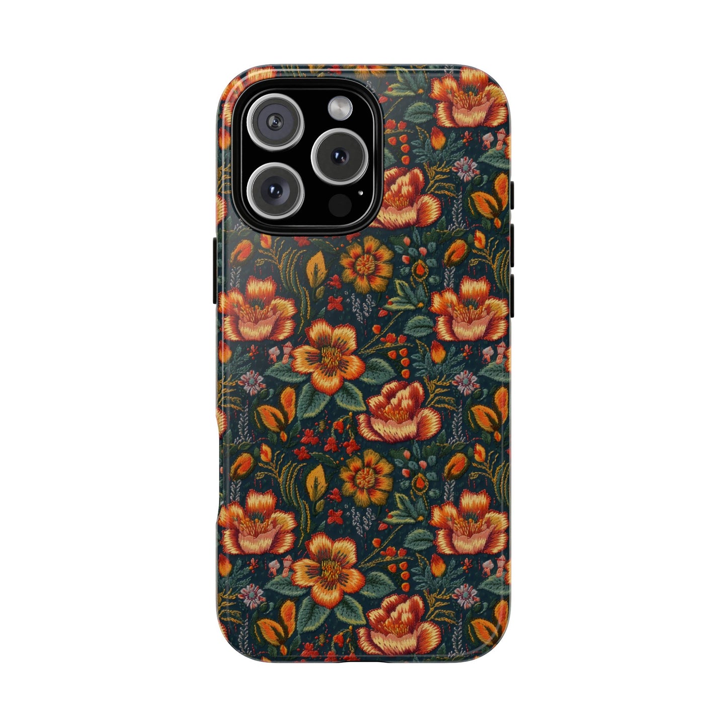 Embroidered Flowers Tough Phone Case