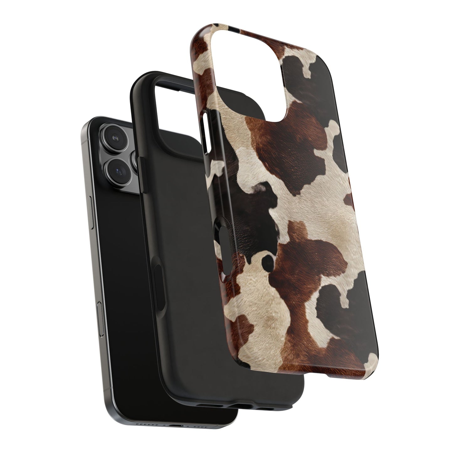 Brown Black Cowhide Phone Case