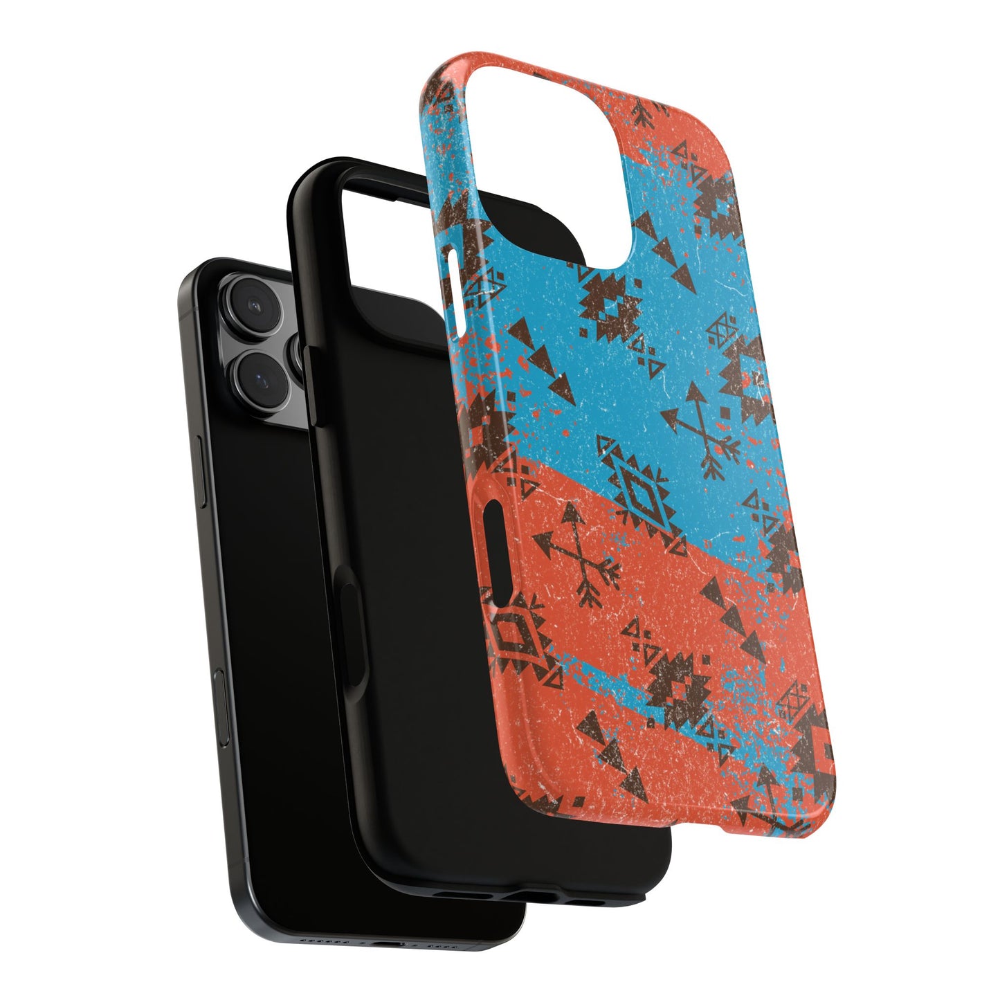 Orange Blue Aztec Grunge Tough Phone Case