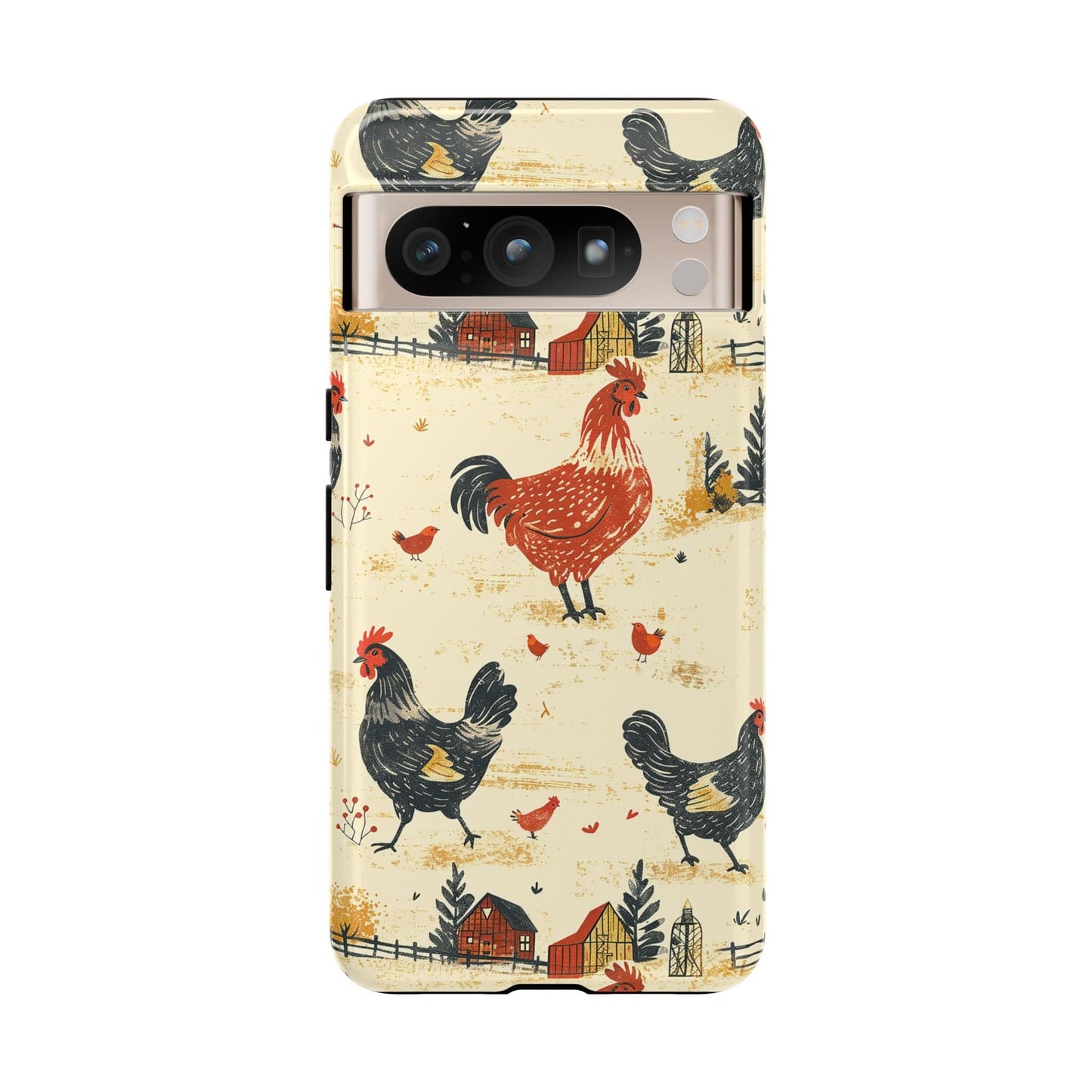 Red Black Chickens Phone Case