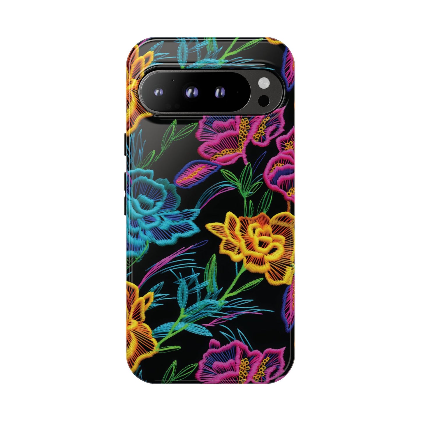 Neon Orange Flowers Phone Case