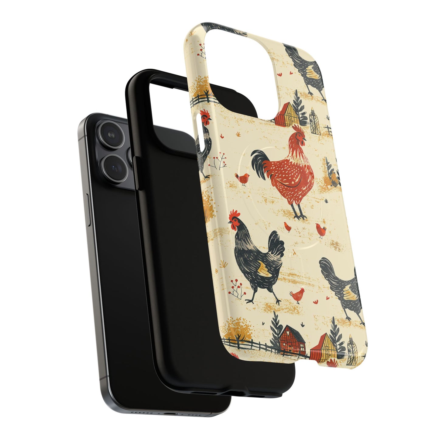 Black Red Chickens Magnetic Case