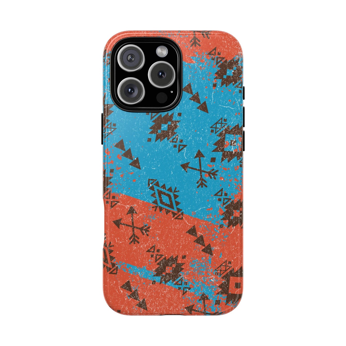 Orange Blue Aztec Grunge Tough Phone Case