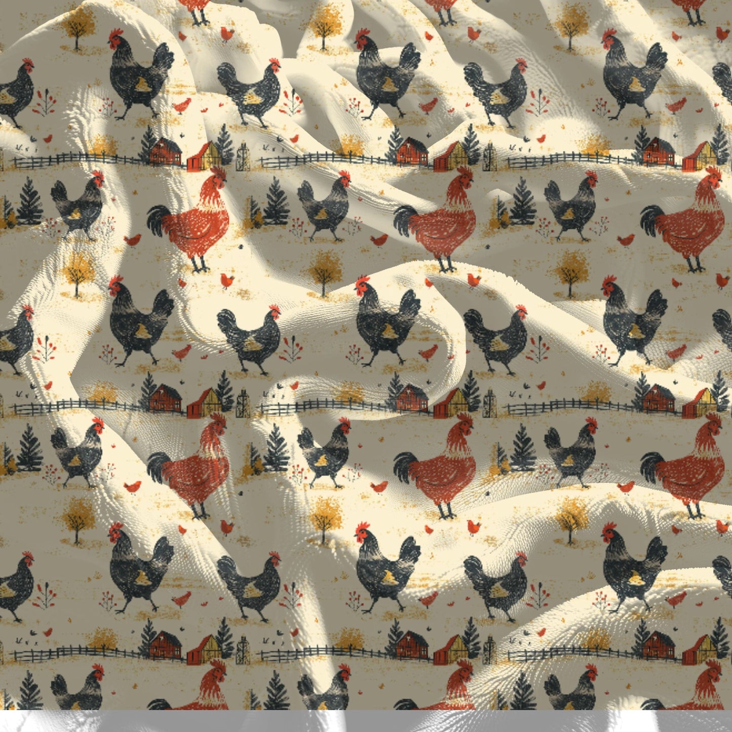 Red Black Chickens Blanket