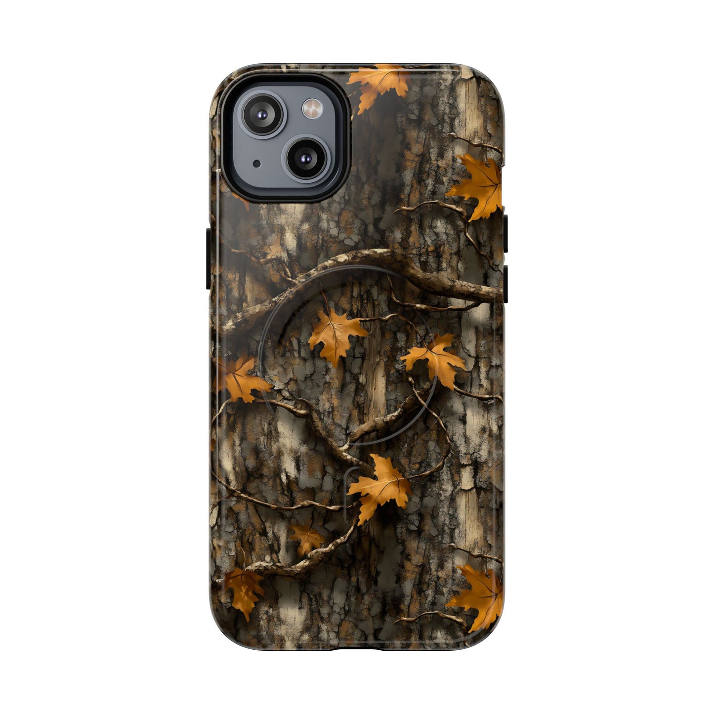 Orange Leaf Tree Camo Magnetic Case