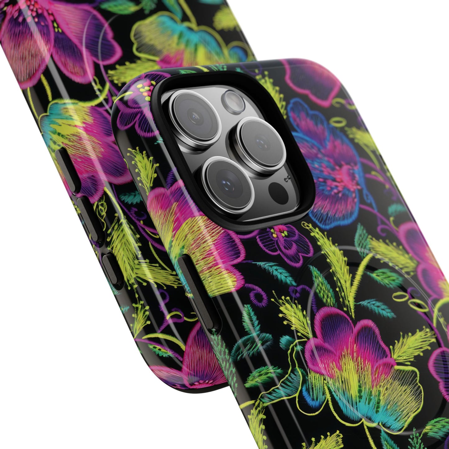 Neon Green Flowers Magnetic Case