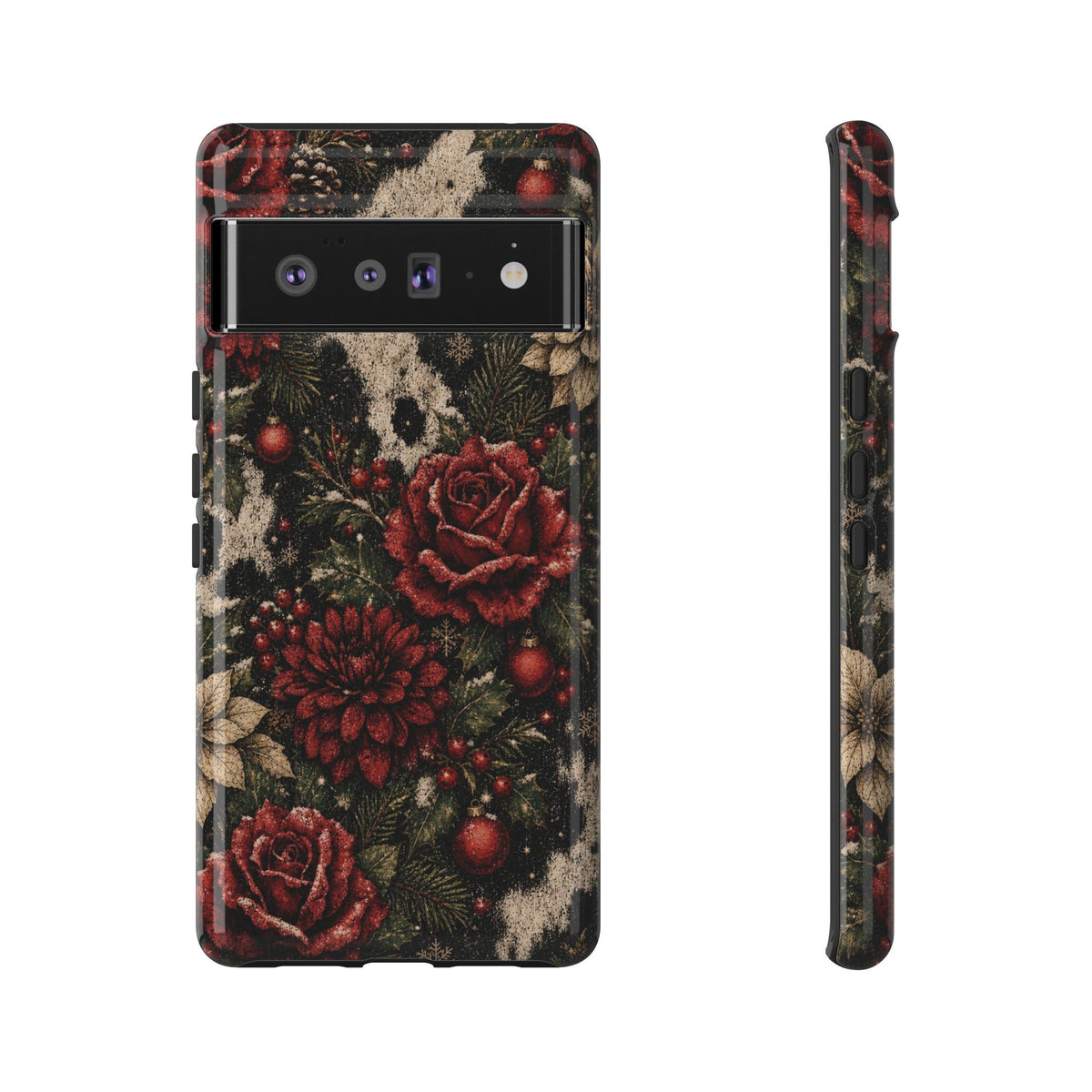 Cowhide Christmas Roses Tough Case