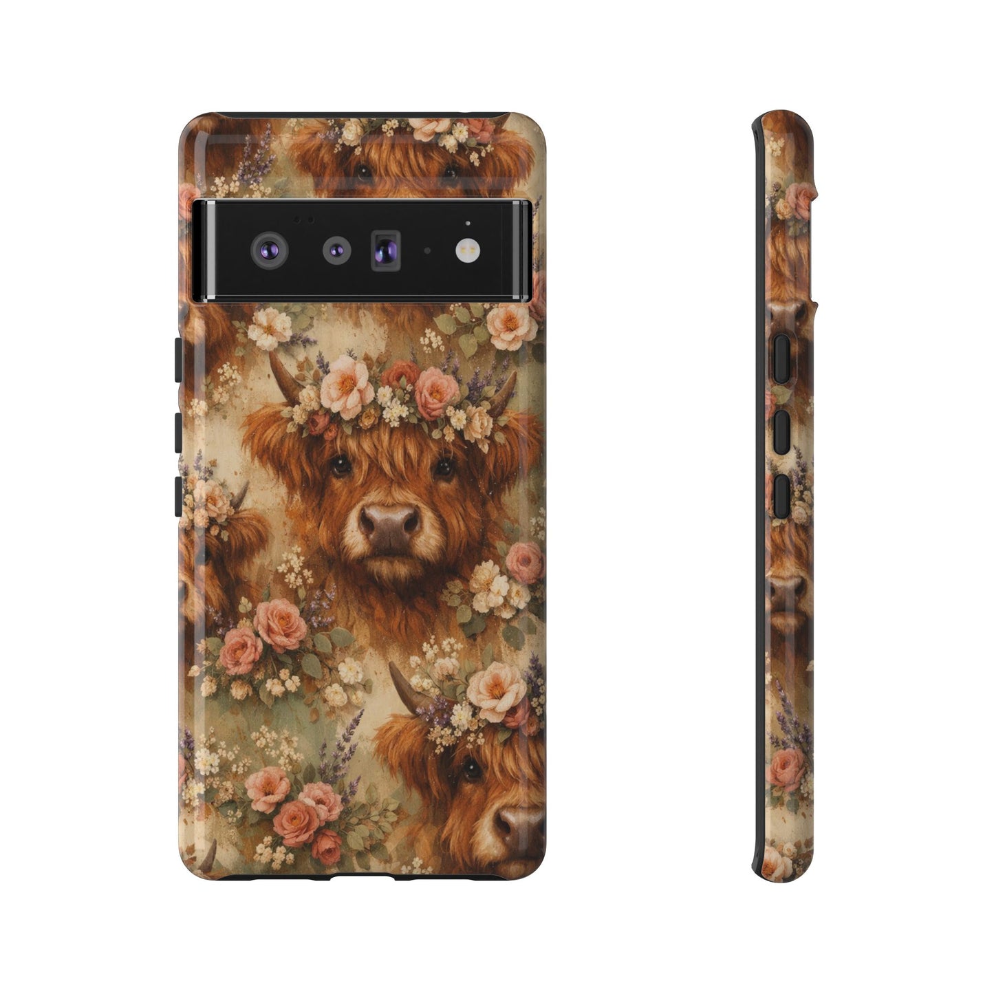 Floral Highland Cow Tough Case