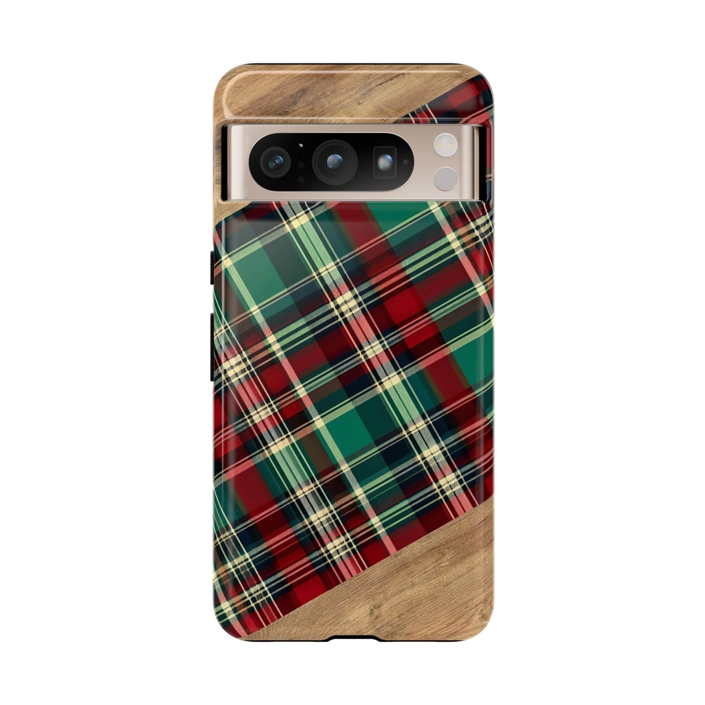 Country Christmas Plaid and Wood Phone Case