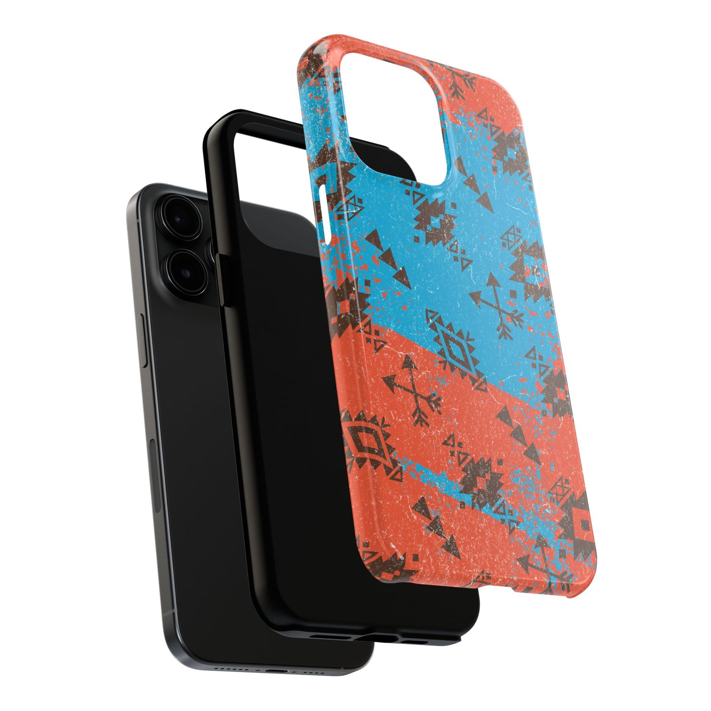 Orange Blue Aztec Grunge Phone Case
