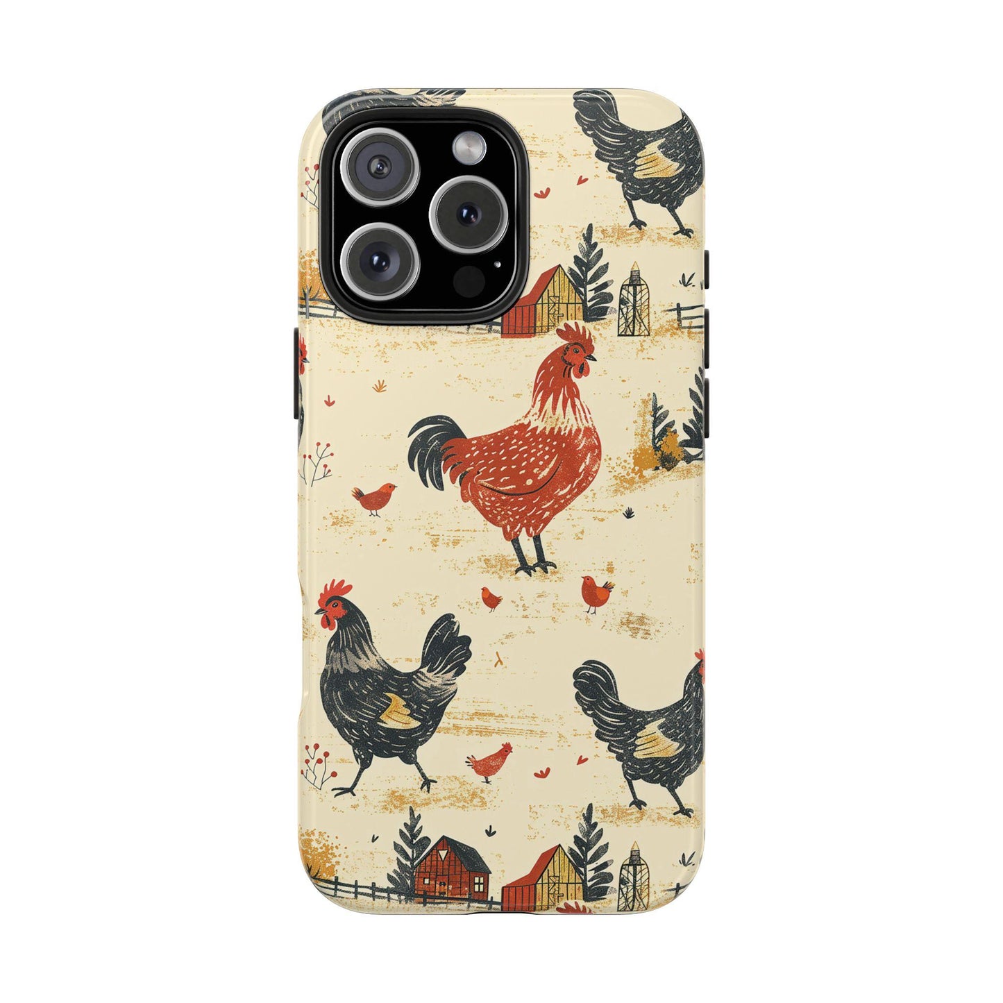 Red Black Chickens Phone Case