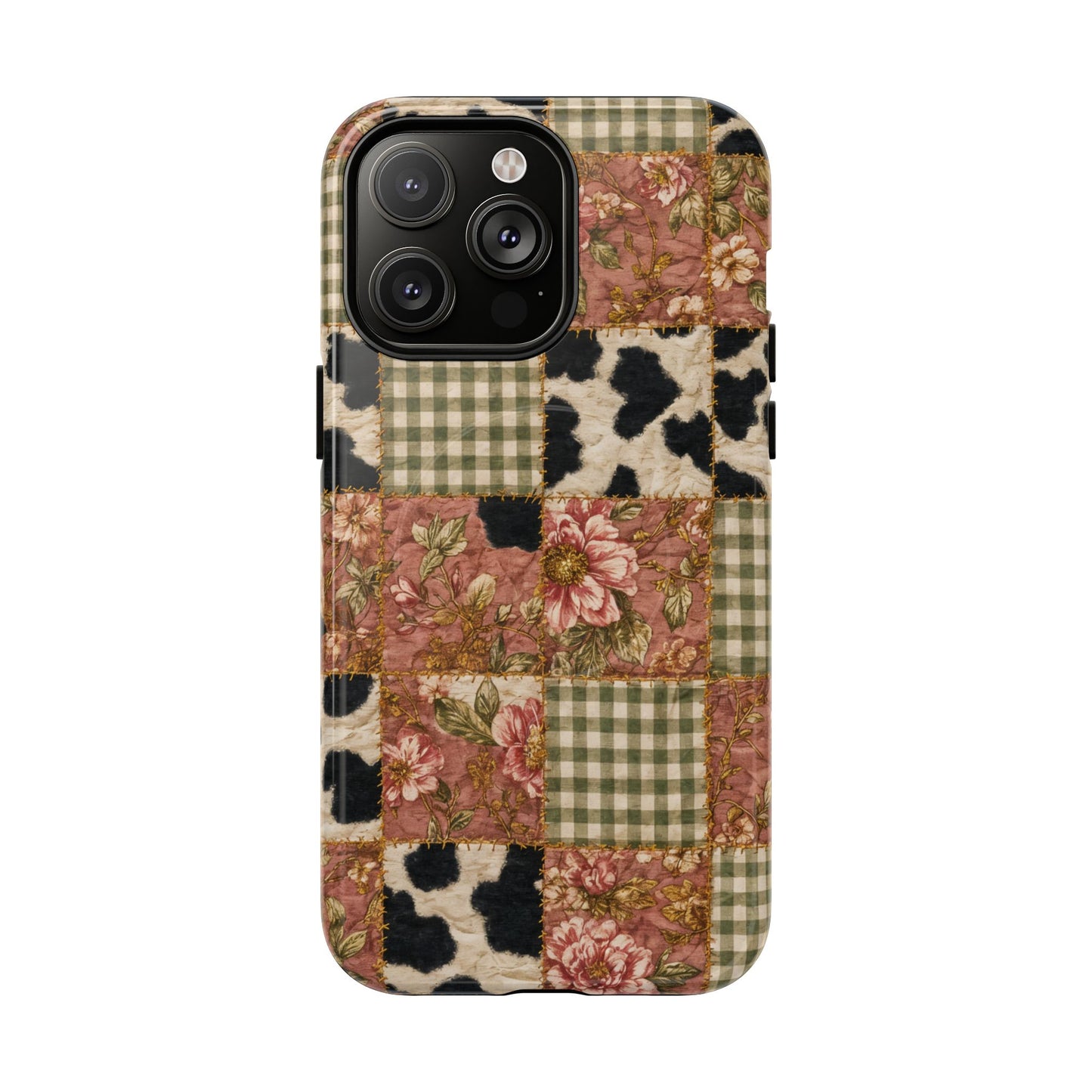Cowhide Floral Quilt Magnetic Case