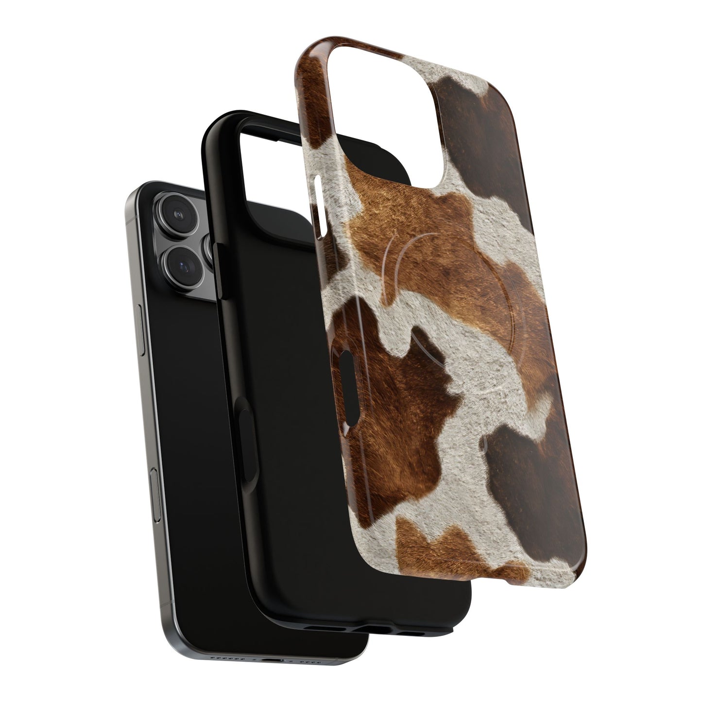 Two Tone Brown Cowhide Magnetic Case