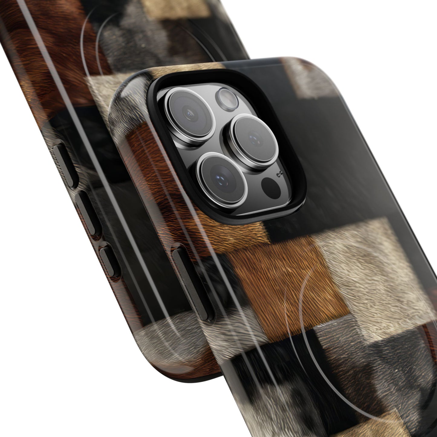 Cowhide Patchwork Magnetic Case