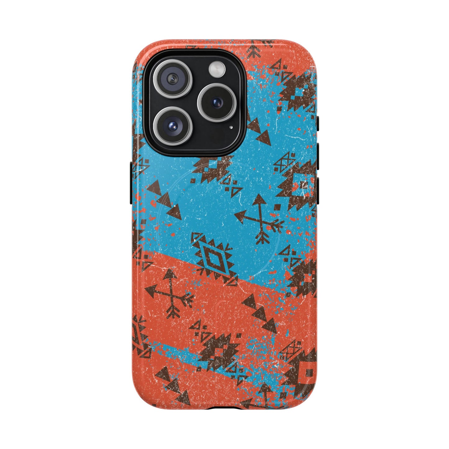 Orange Blue Aztec Grunge Magnetic Case