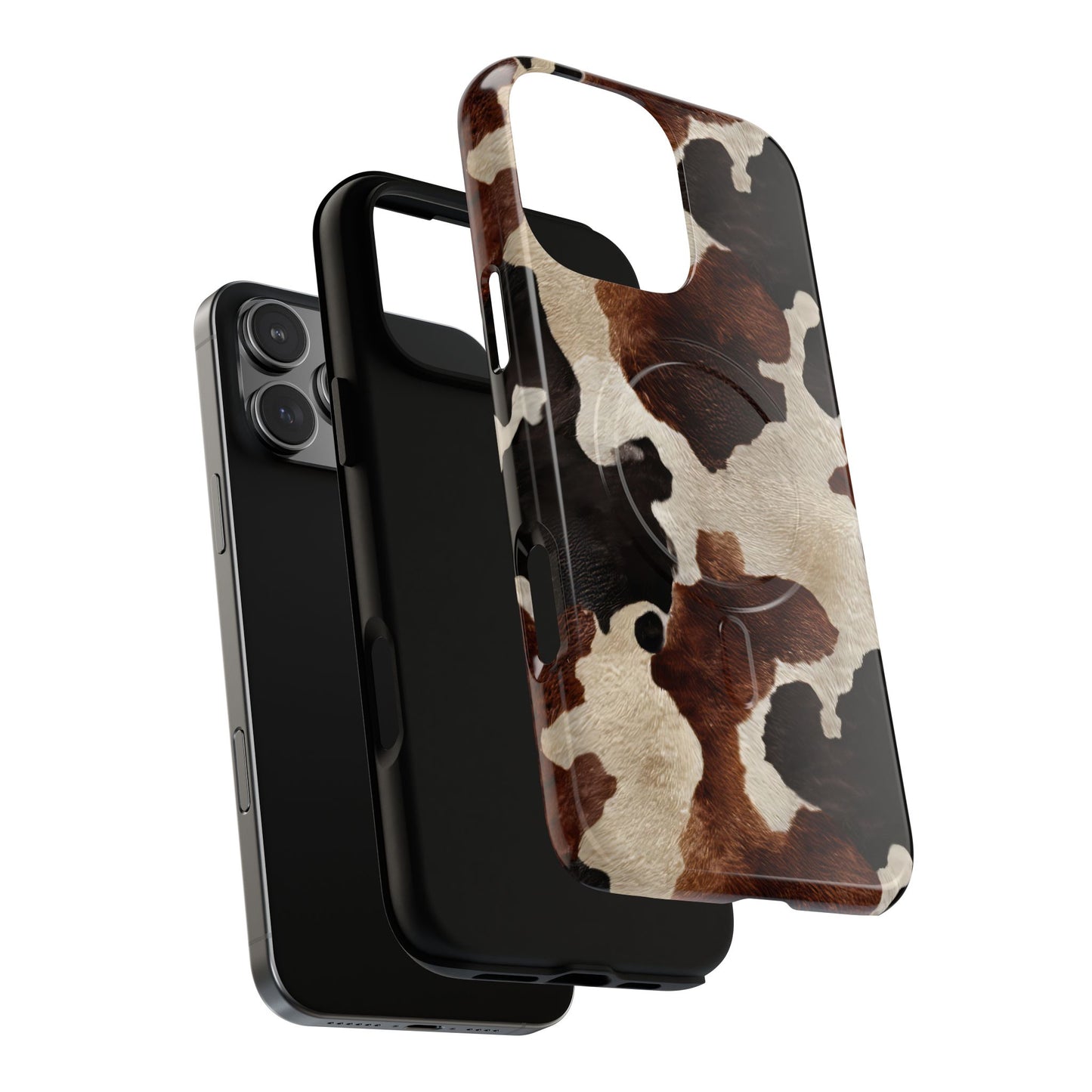 Brown + Black Cowhide Magnetic Case