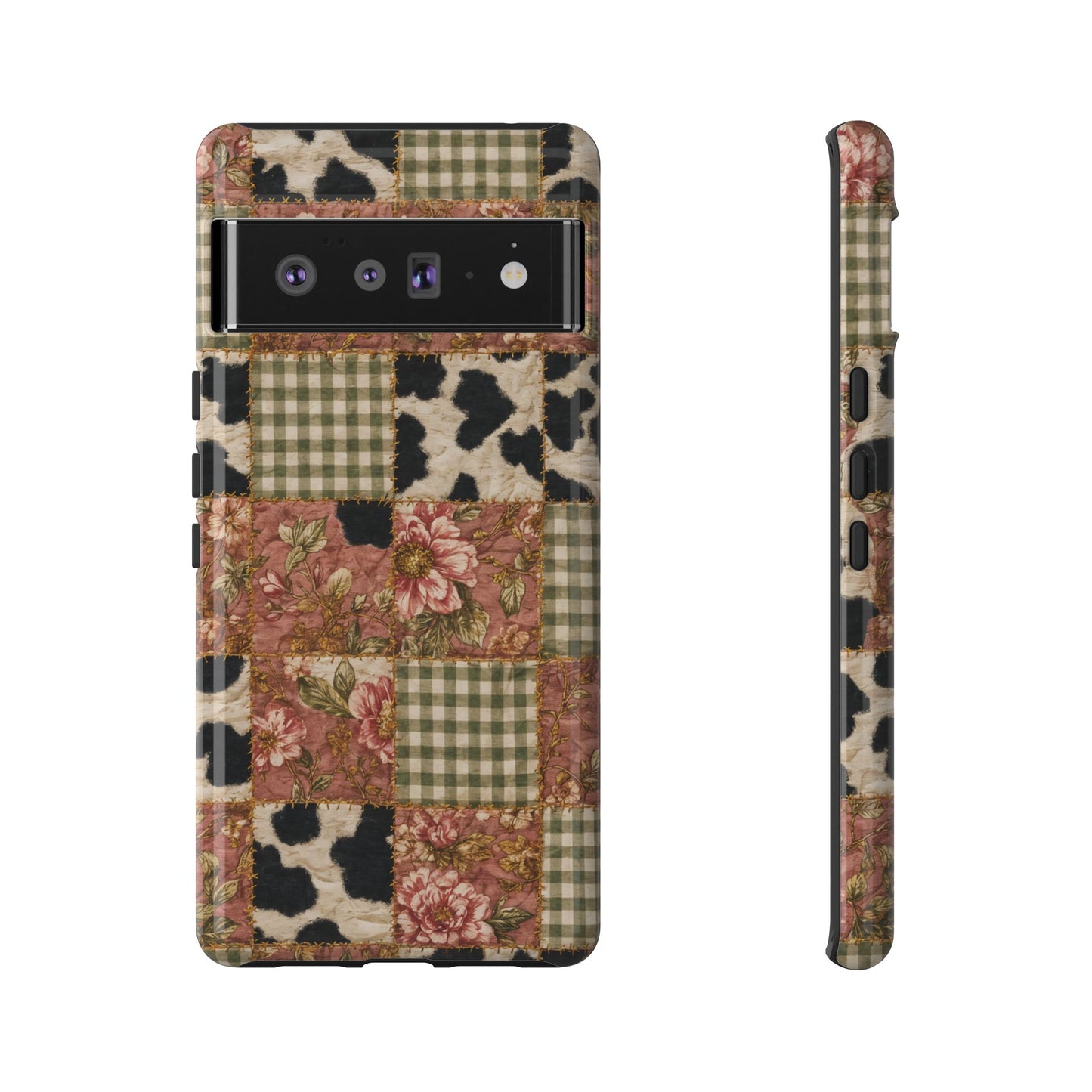 Cowhide Floral Quilt Tough Case