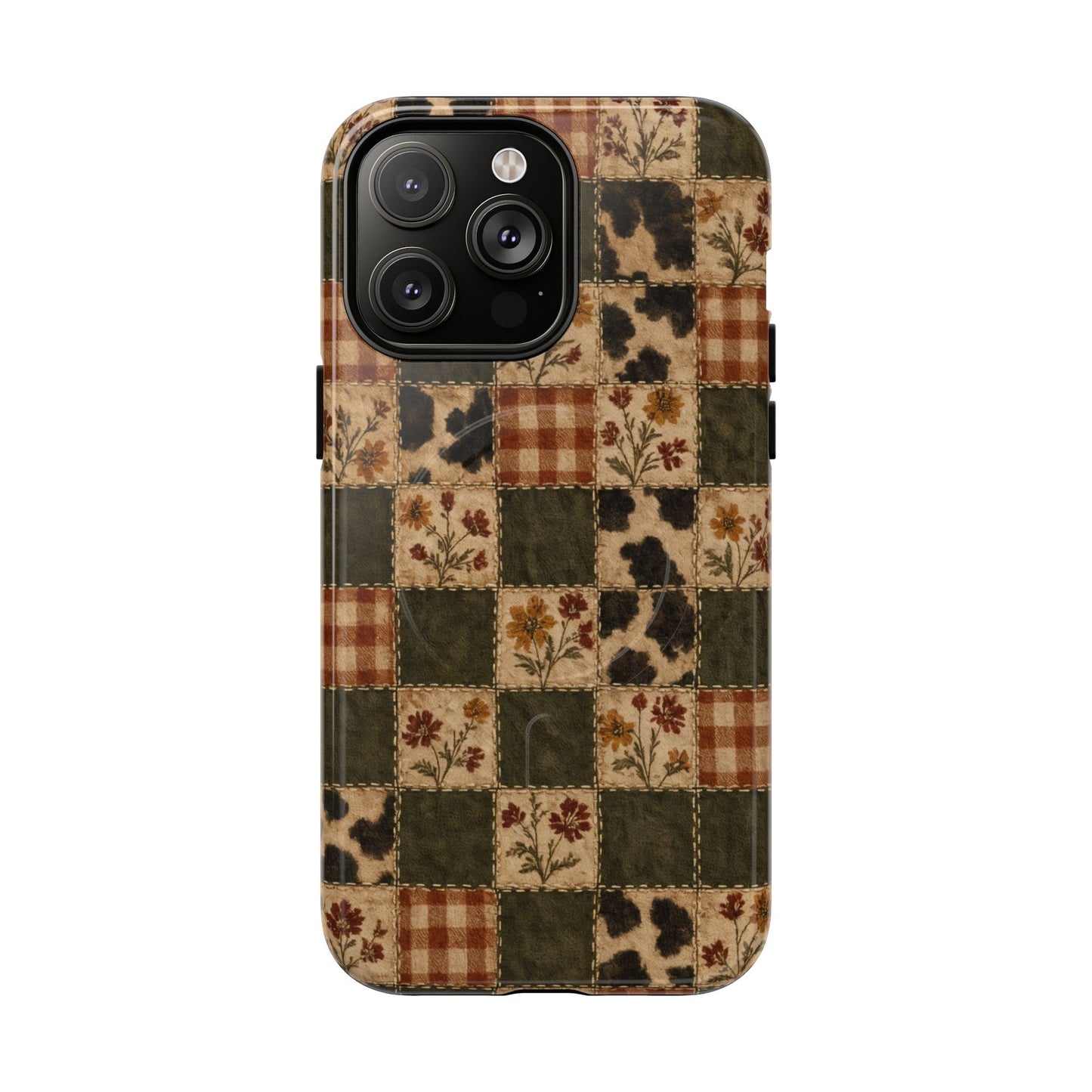 Autumn Plaid Patchwork Magnetic Case