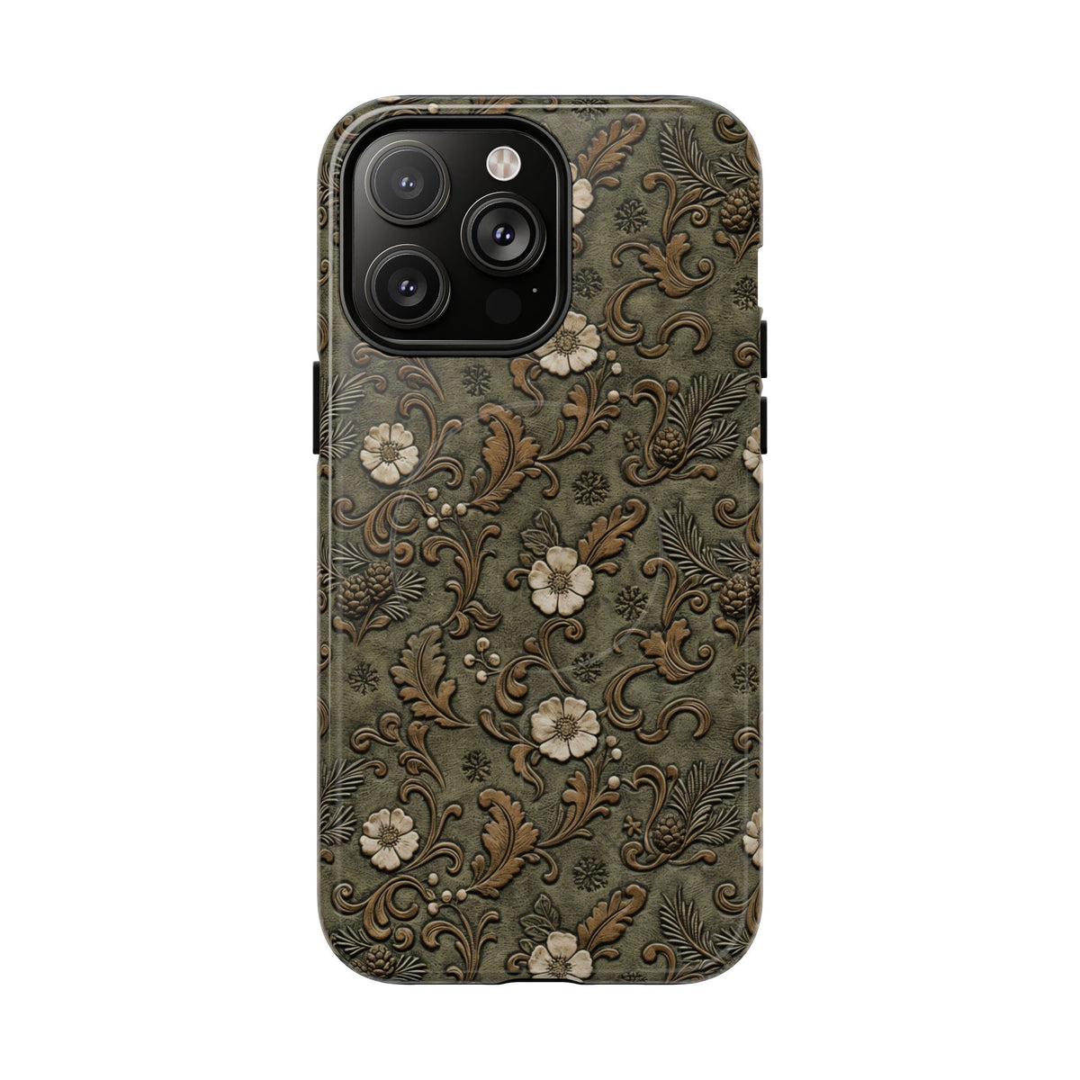 Sage Tooled Roses Magnetic Case