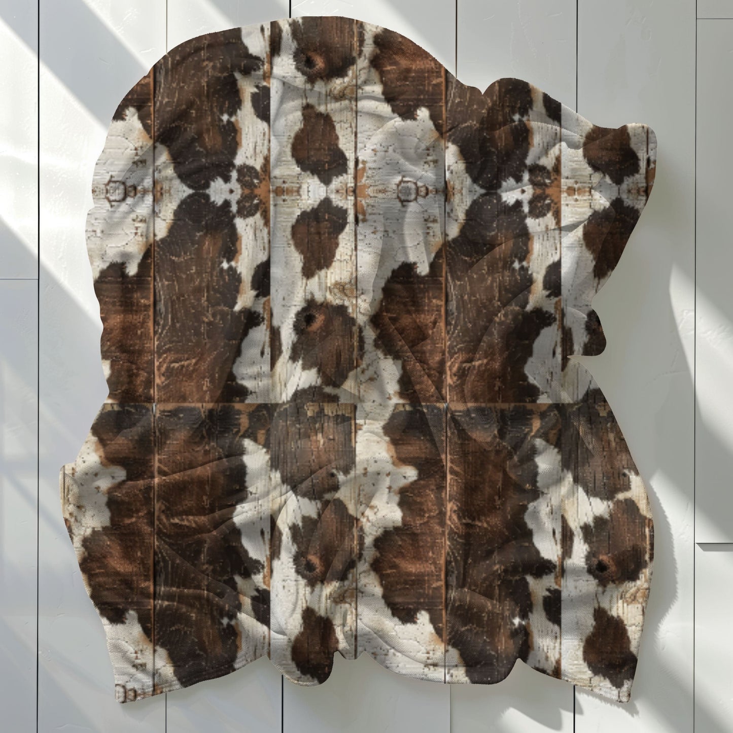 Brown Wooden Cowhide Blanket