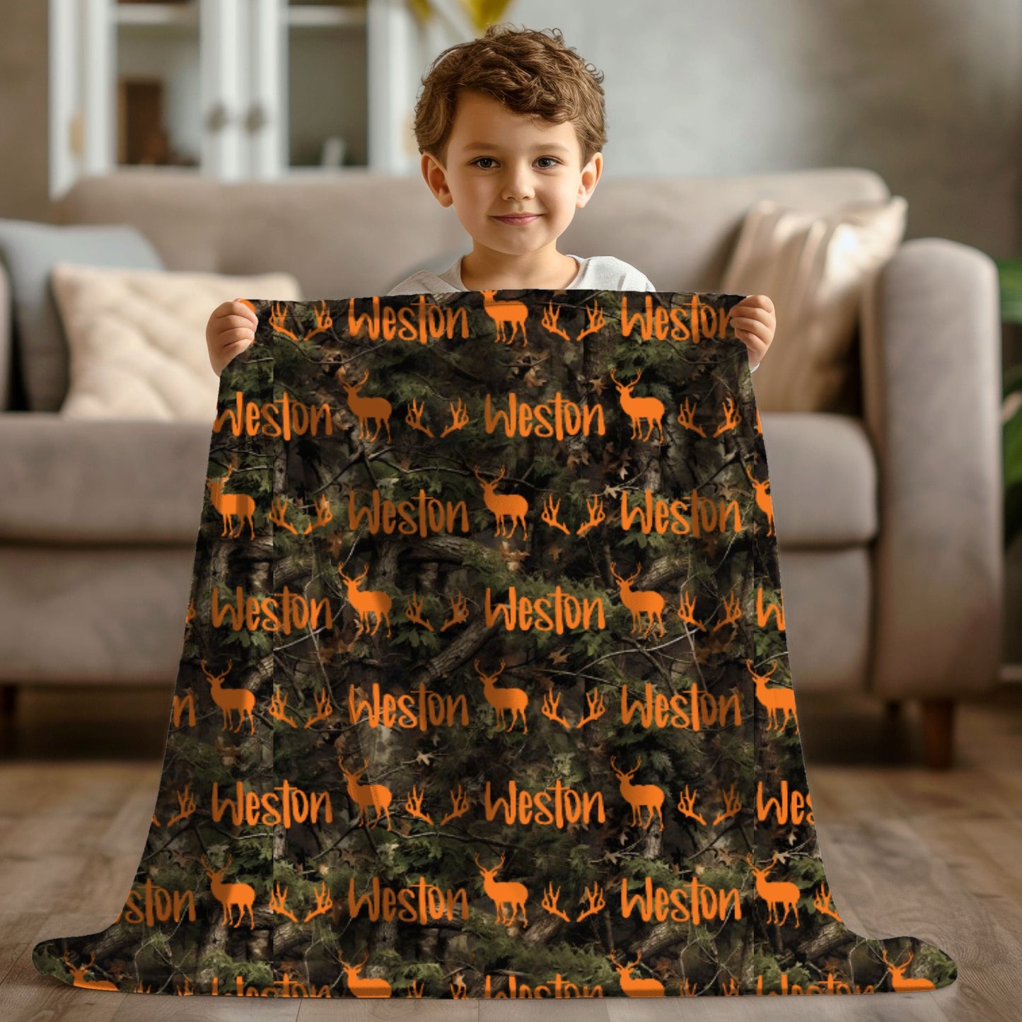Personalized Camo Deer Blanket