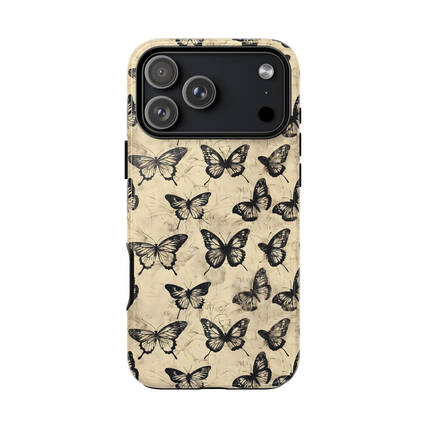 Black Vintage Butterflies Tough Phone Case