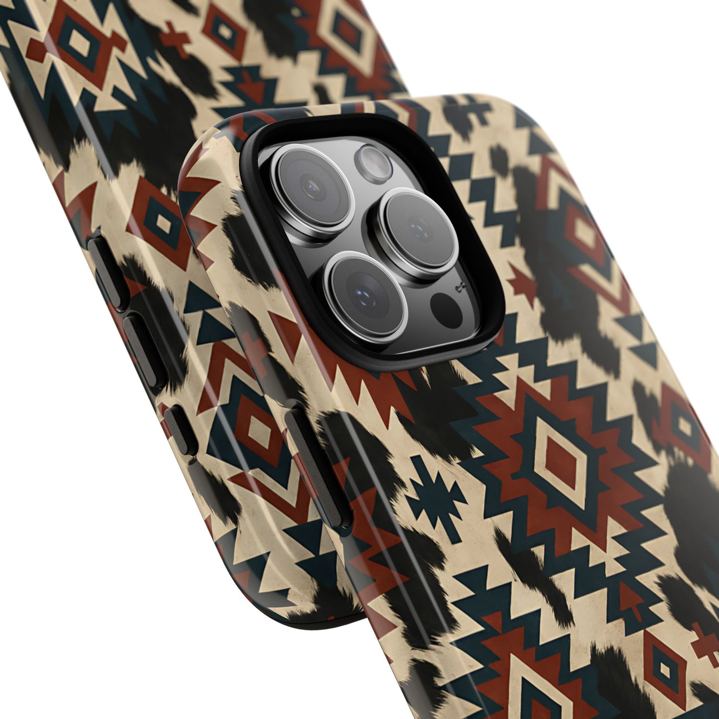 Rust Aztec + Cowhide Tough Phone Case