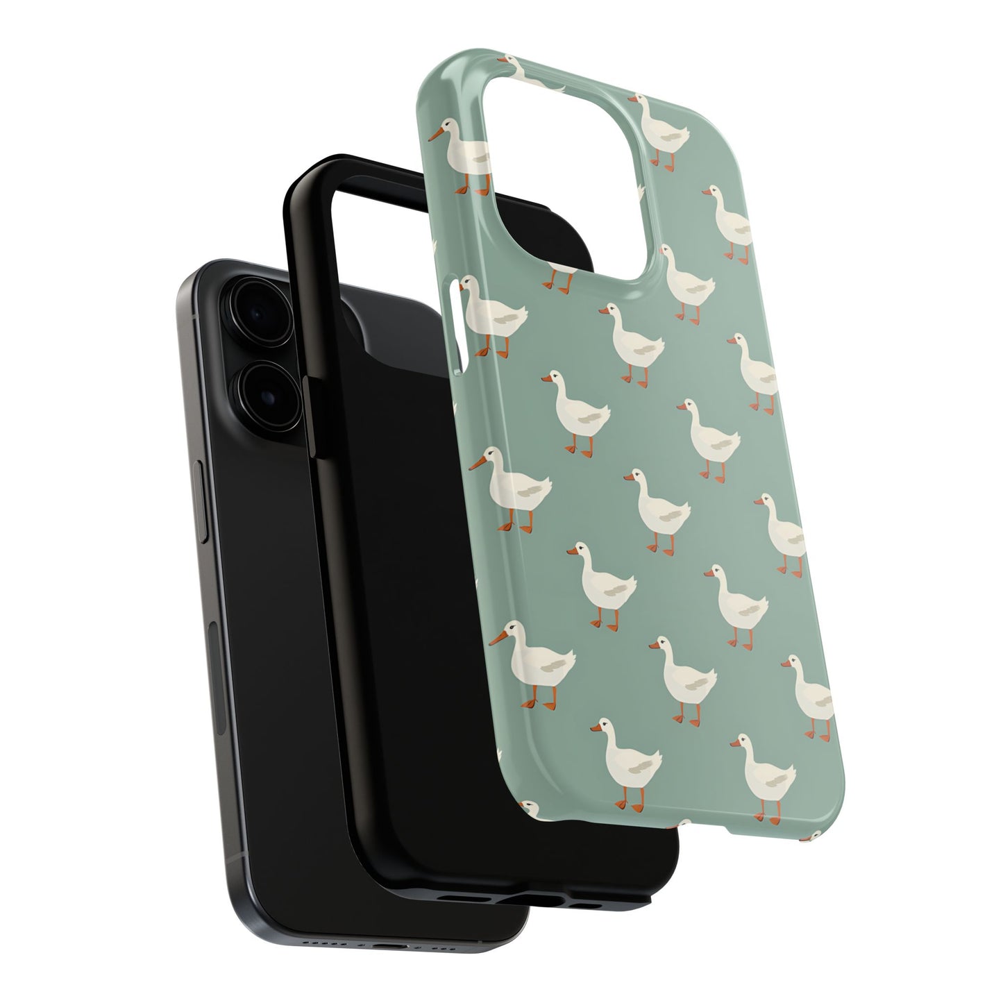 White Ducks on Teal Phone Case