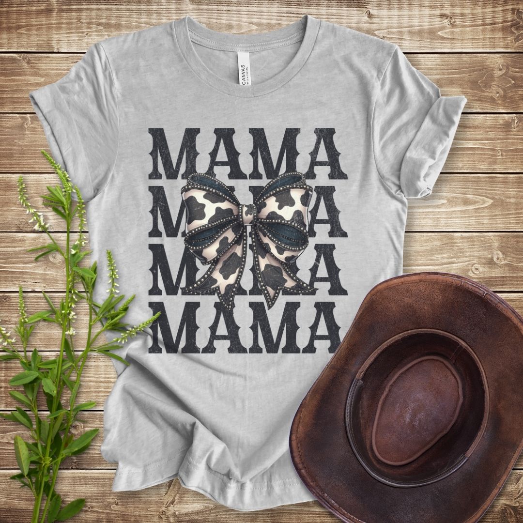 Cowhide Bow Mama T-shirt
