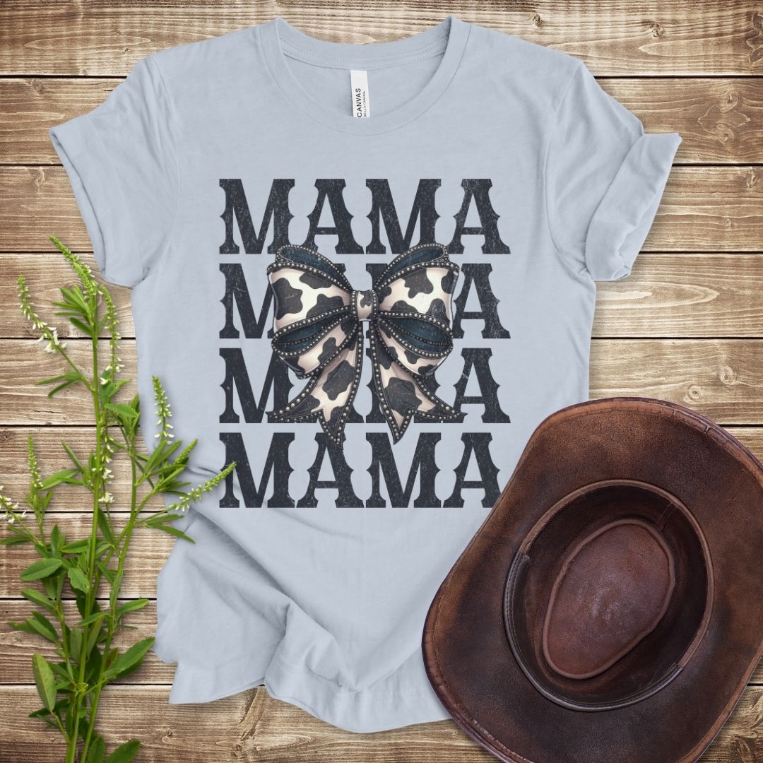 Cowhide Bow Mama T-shirt
