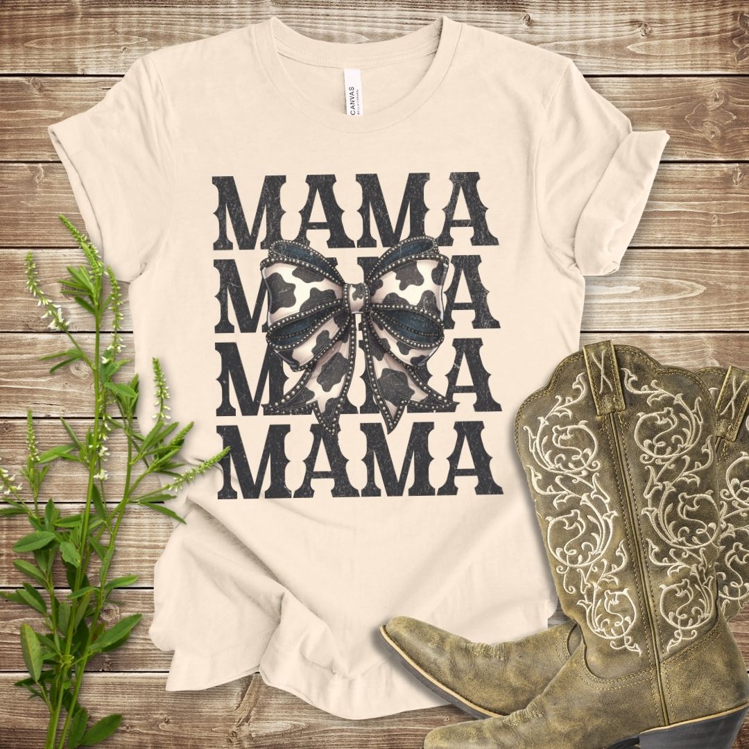 Cowhide Bow Mama T-shirt
