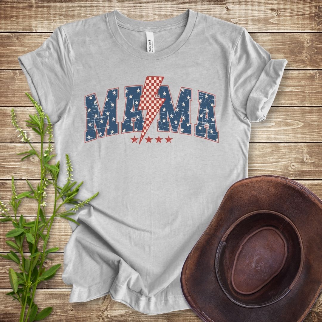 Patriotic Retro Bolt Mama T-shirt