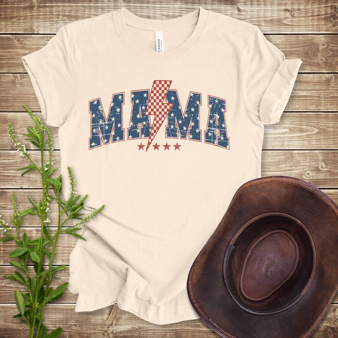 Patriotic Retro Bolt Mama T-shirt
