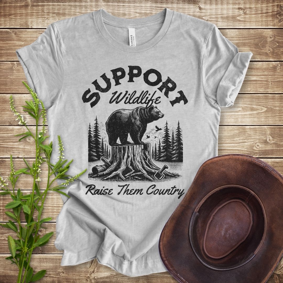 Support Wildlife Raise Them Country Bear T-shirt