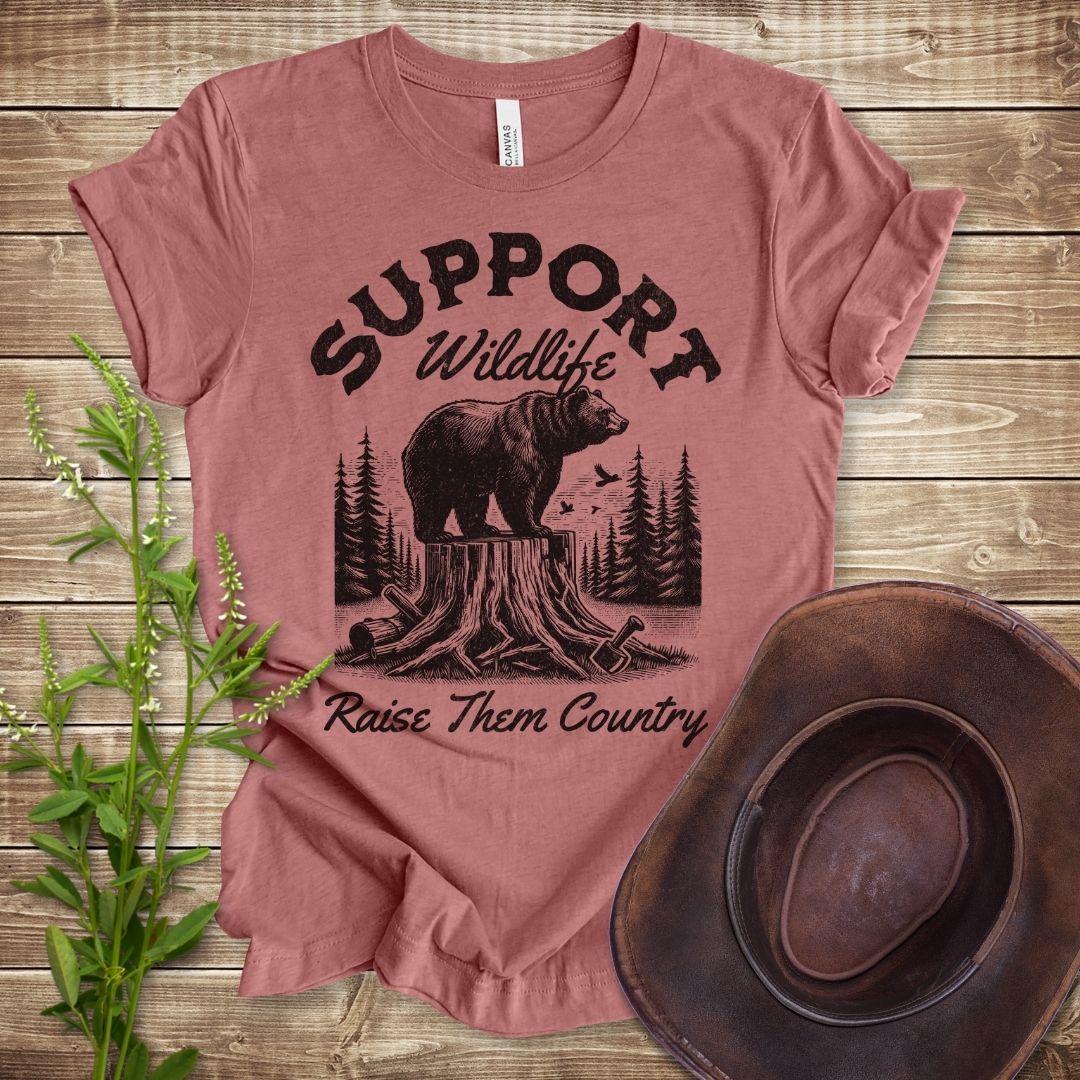 Support Wildlife Raise Them Country Bear T-shirt