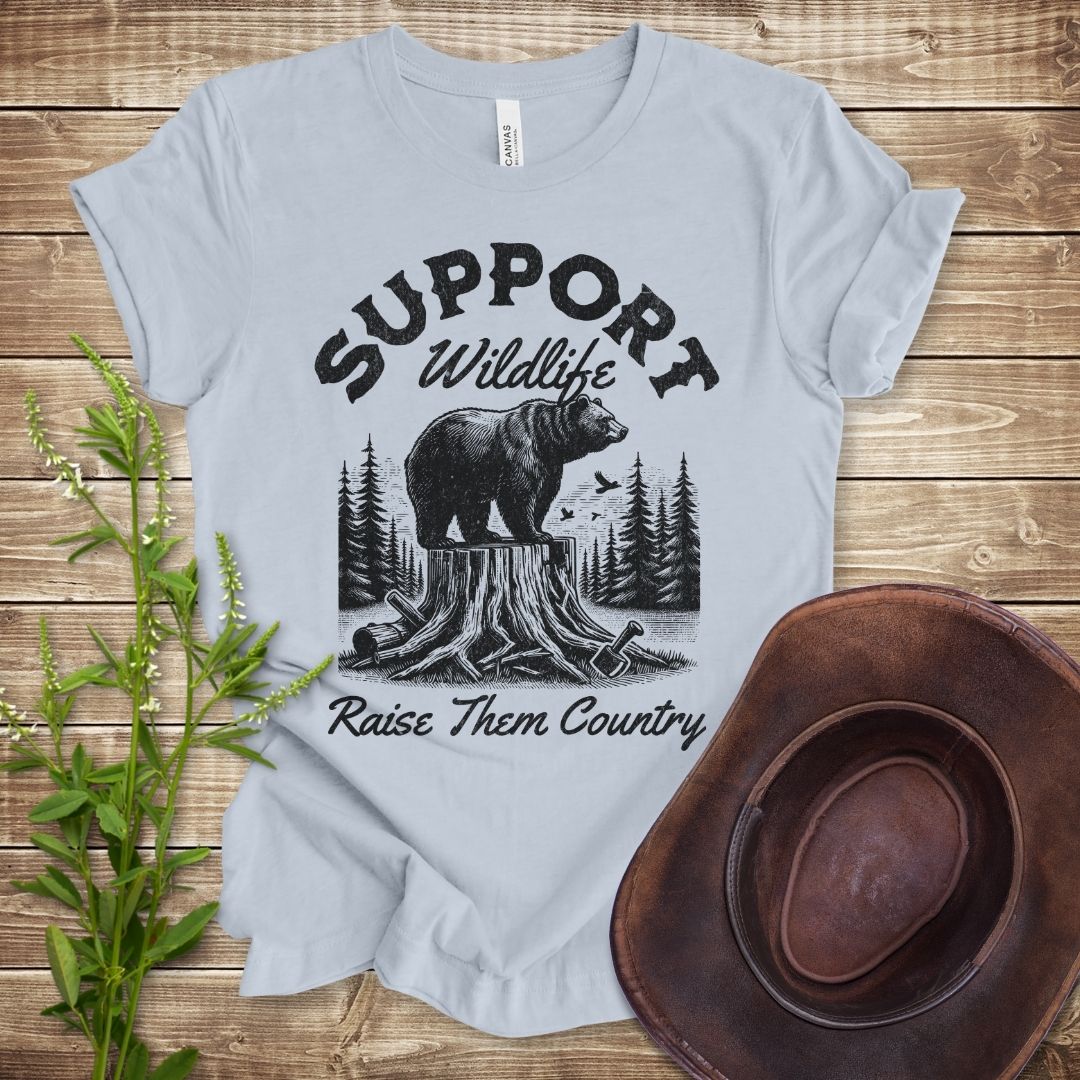 Support Wildlife Raise Them Country Bear T-shirt