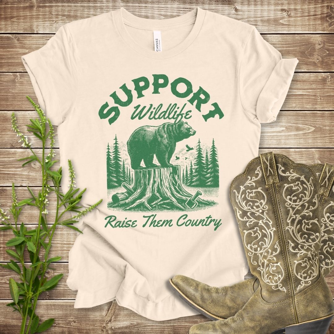 Support Wildlife Raise Them Country Bear T-shirt