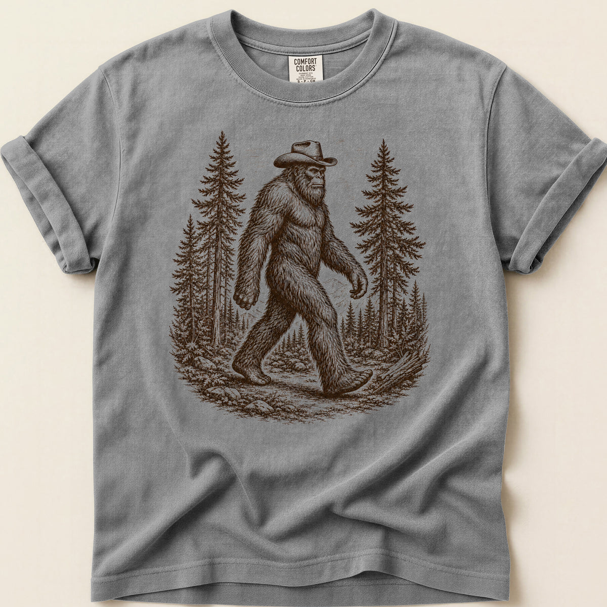 Bigfoot Portrait T-shirt on Grey