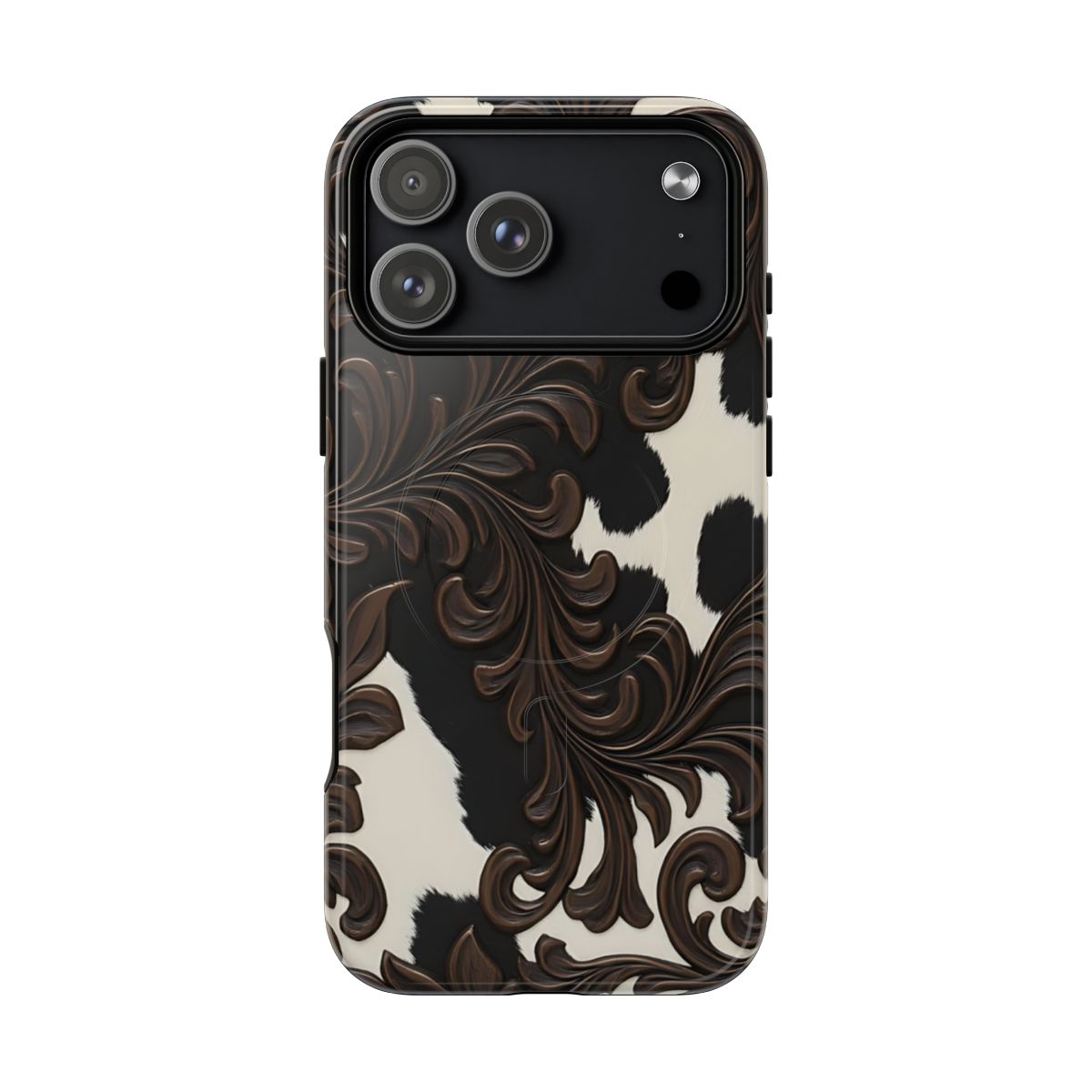 Faux Tooled Black Cowhide Magnetic Case