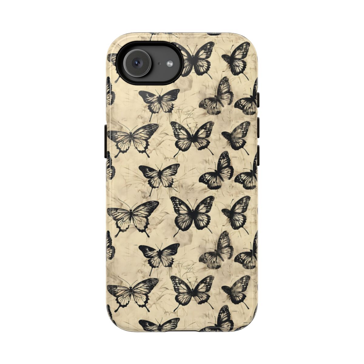 Black Vintage Butterflies Tough Case - iPhone 16e