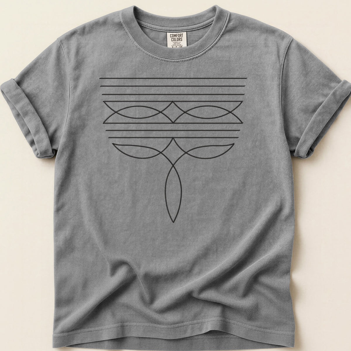 Boot Stitch T-shirt on Grey