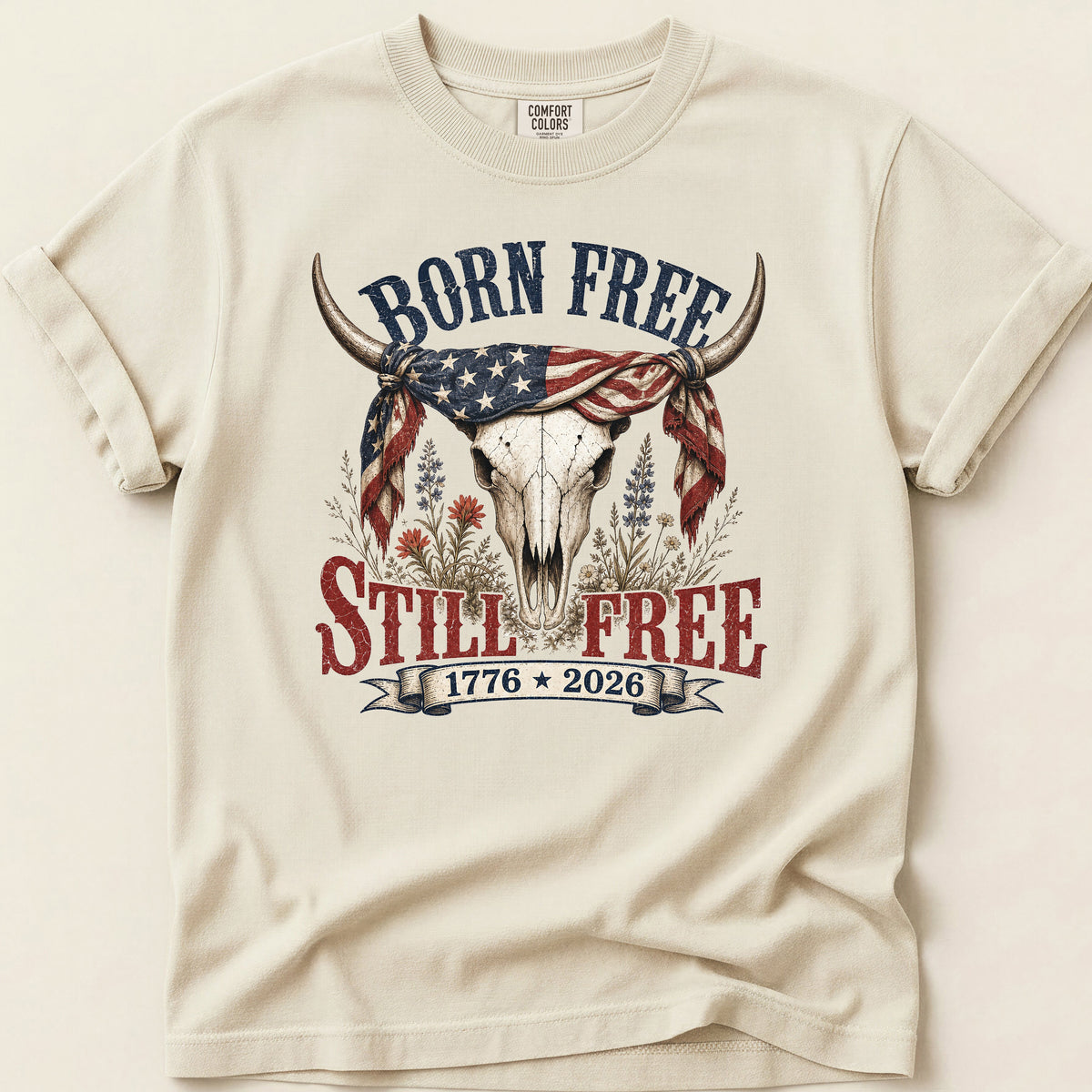 Born Free Still Free T-shirt on Ivory