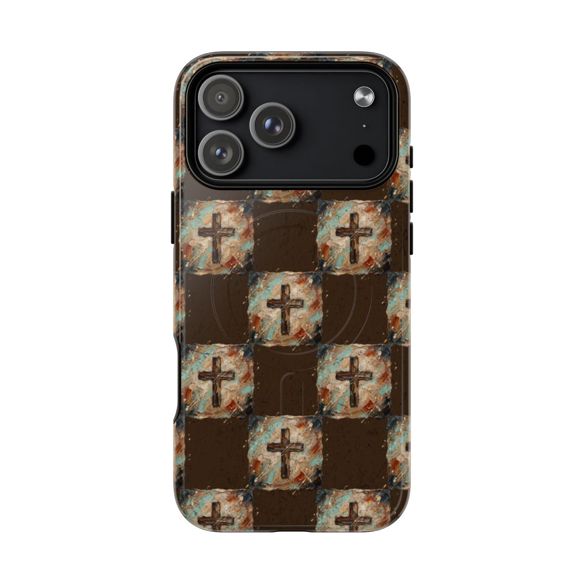 Checker Painted Cross Magnetic Case