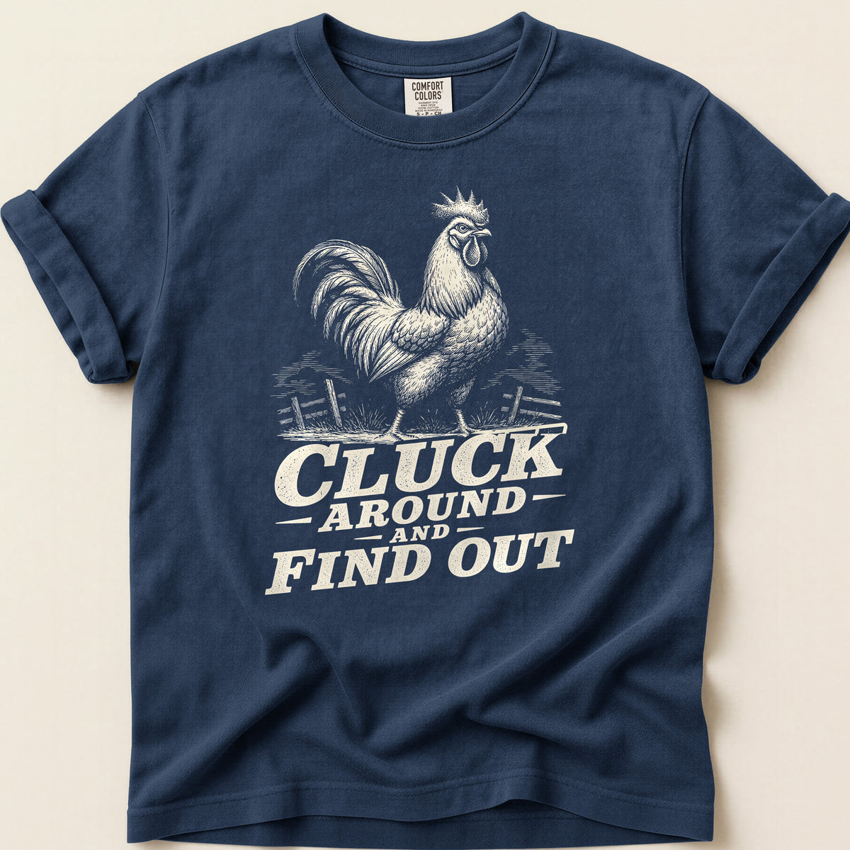 Cluck Around T-shirt on Navy