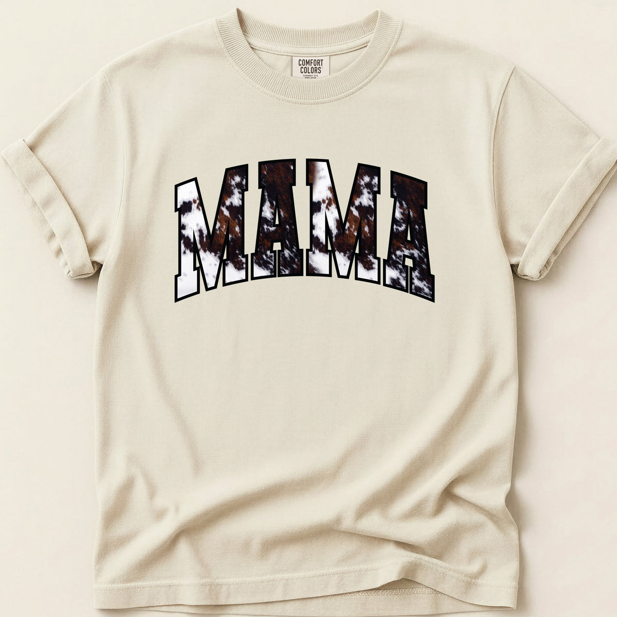Cowhide Mama T-shirt on Ivory