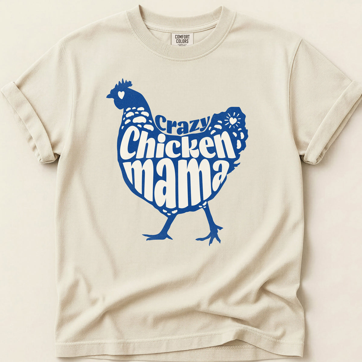 Crazy Chicken Mama T-shirt on Ivory