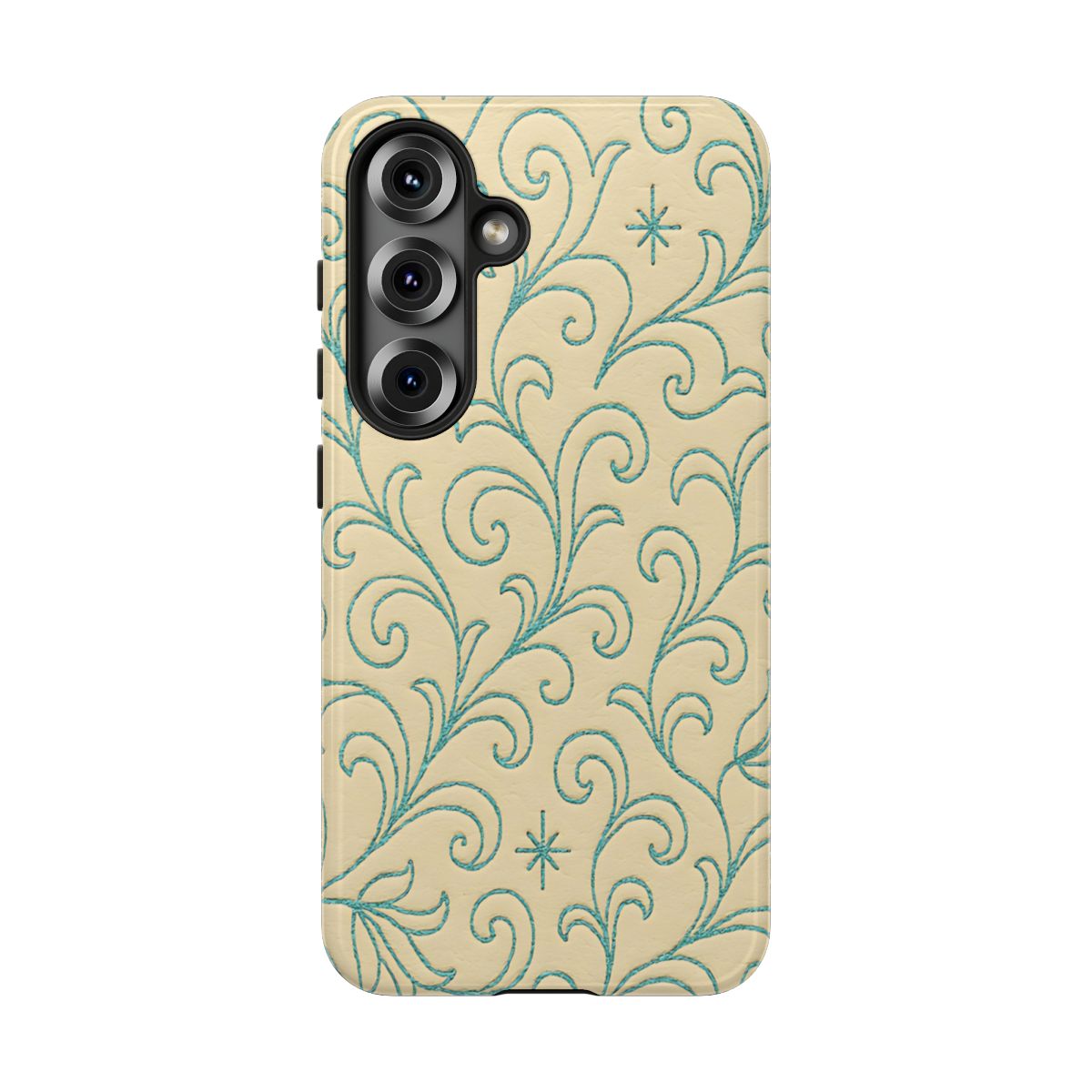 Cream + Turquoise Stitch Tough Case
