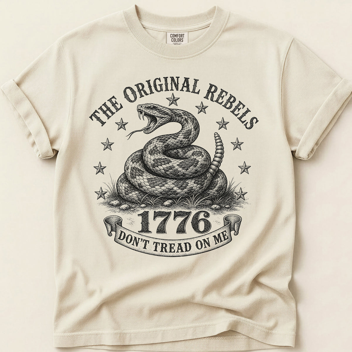 Don't Tread On Me T-shirt on Ivory