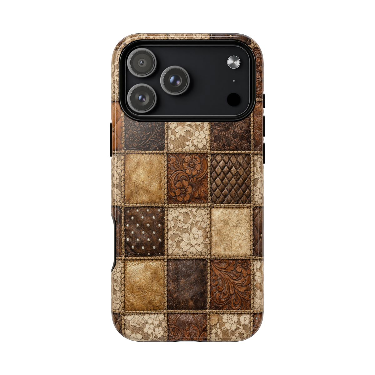 Leather Lace Patchwork Magnetic Case