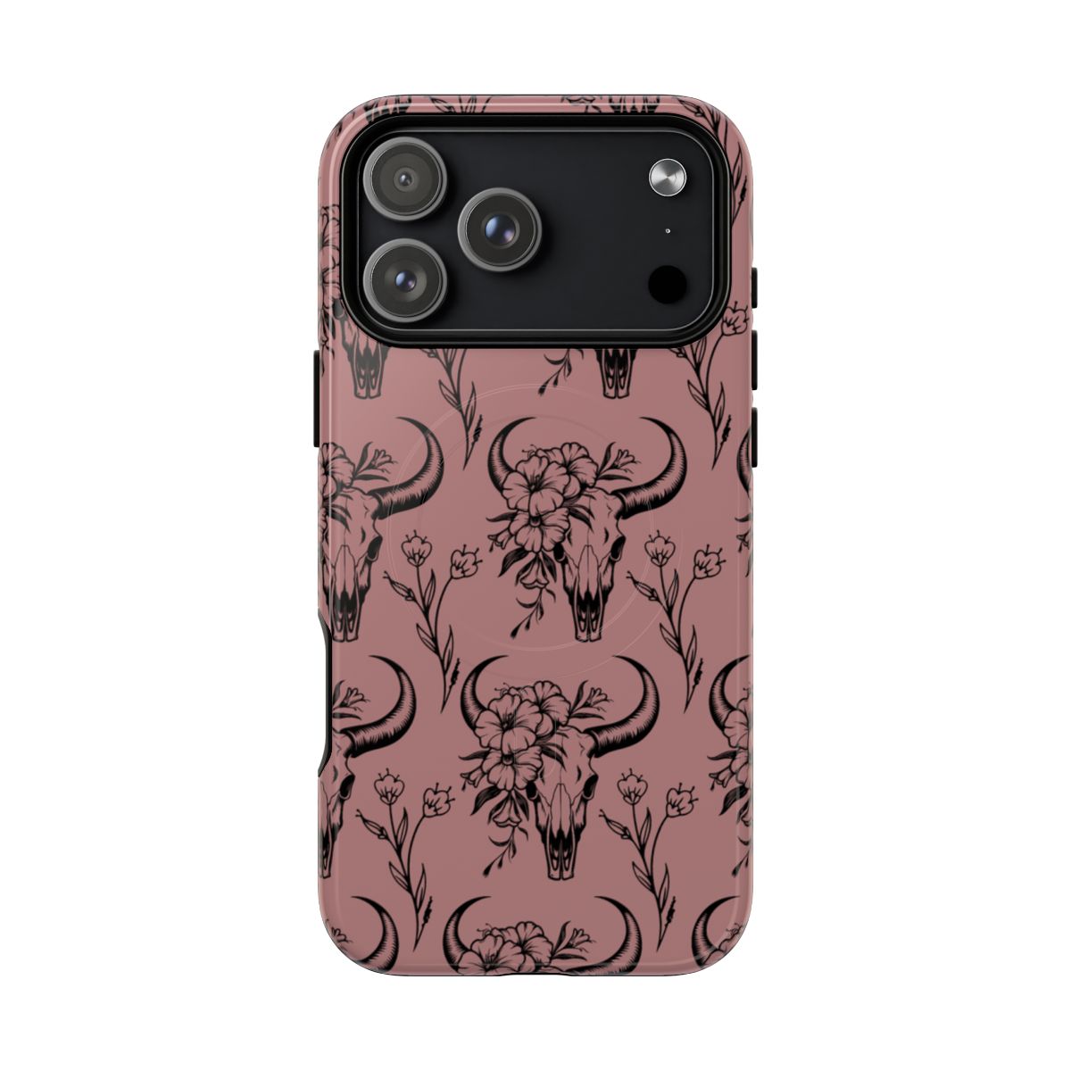 Mauve Floral Skull Magnetic Case